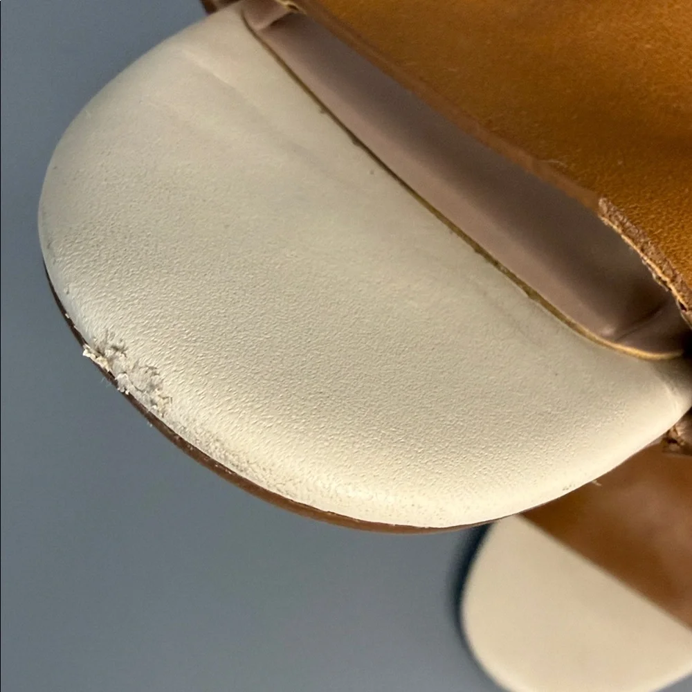 Preston & York Faye Tan Leather T-Strap‎ Block Heel Sandals - Size 6.5